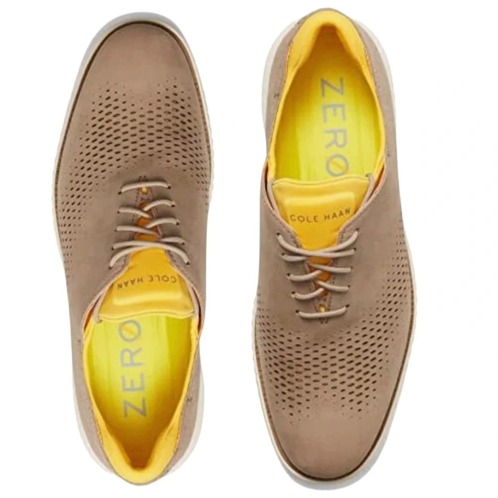 Cole Haan Men's 2 Zerogrand Laser Wingtip Oxfords Size 8 M‎ Color Dune Ivory NEW
